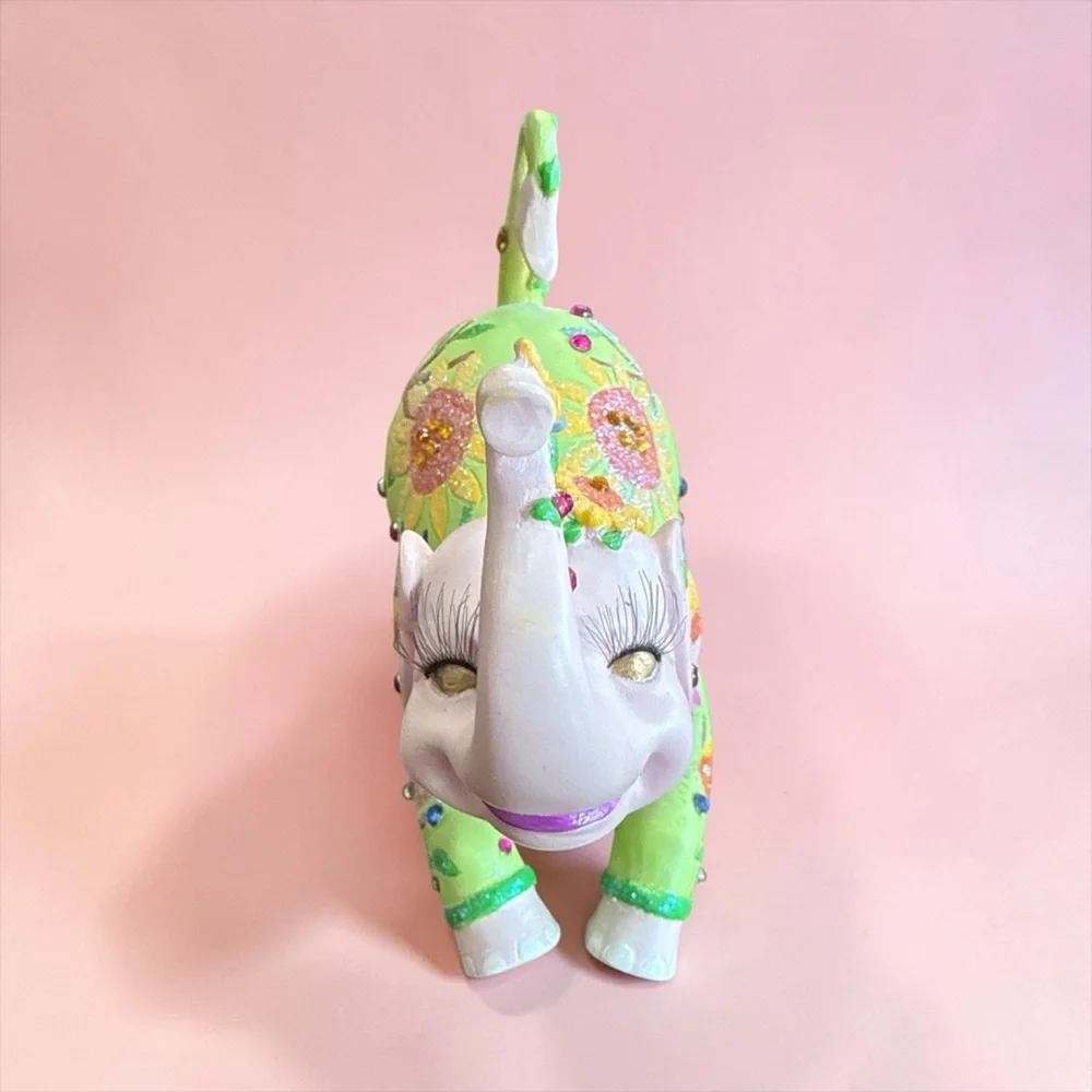 Colorful Elephant Figurine - Green and Pink new in box - Picture 3 of 9